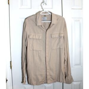 Bruno Positano Coastiera Amalfitana Tan Washable Linen Work Shirt sz L